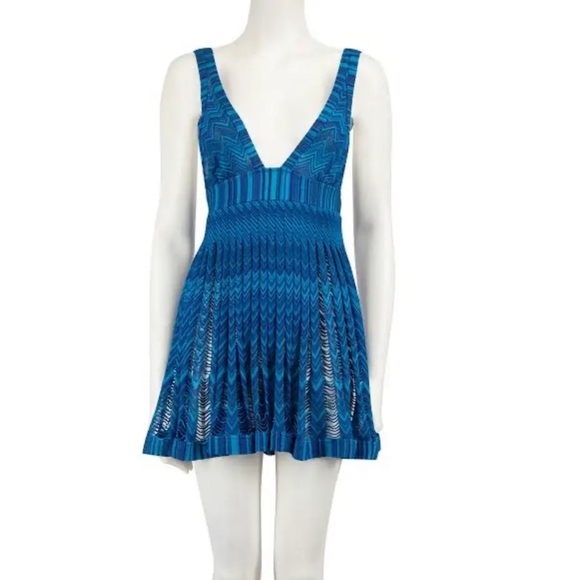 Missoni Dresses & Skirts - Missoni Blue V-Neck Knit Mini Dress